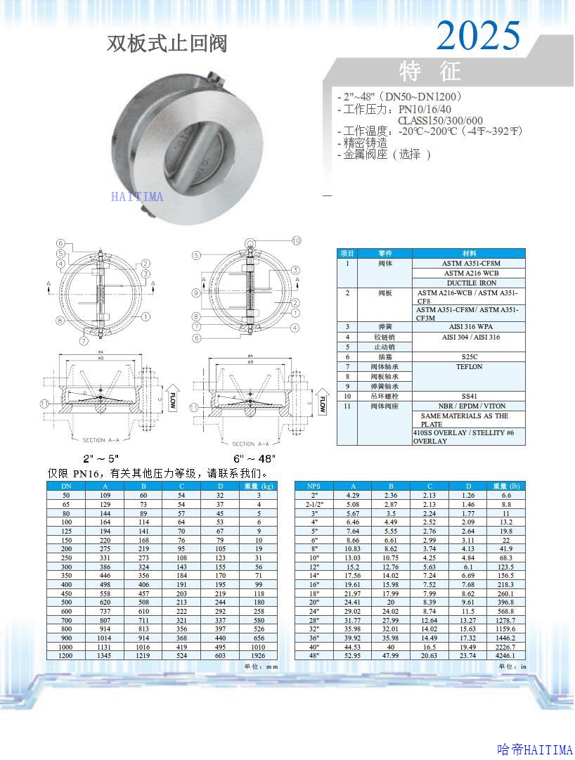 双板式止回阀2025
