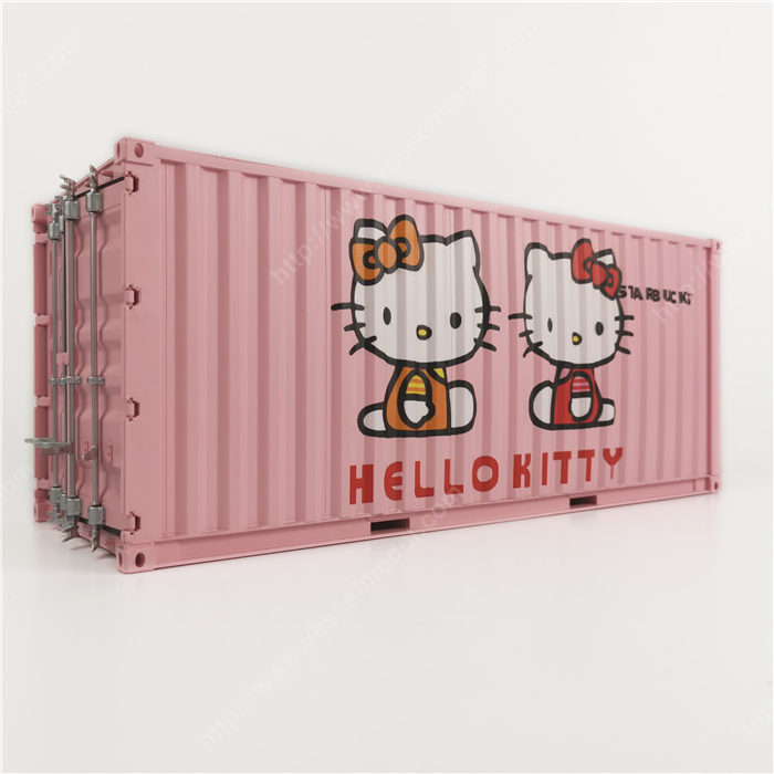 1:20创意涂鸦集装箱HELLO KITTY集装箱纸巾盒笔筒模型制作