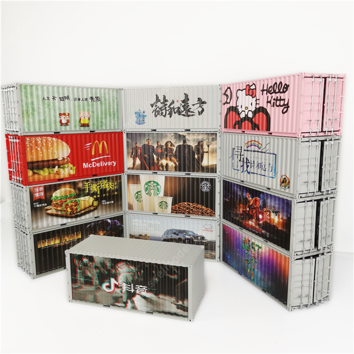 1:20创意涂鸦集装箱米其林集装箱纸巾盒笔筒模型制作