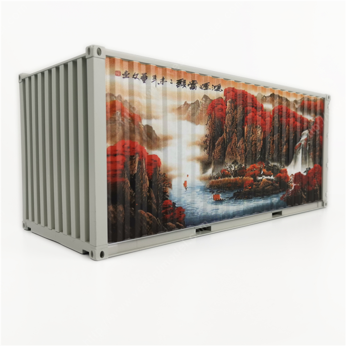 1:20创意涂鸦集装箱水墨画集装箱纸巾盒笔筒模型制作