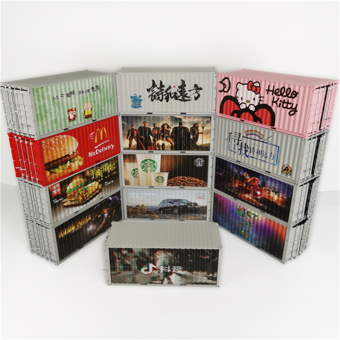 X1:20创意涂鸦集装箱米其林集装箱模型纸巾盒笔筒模型制作