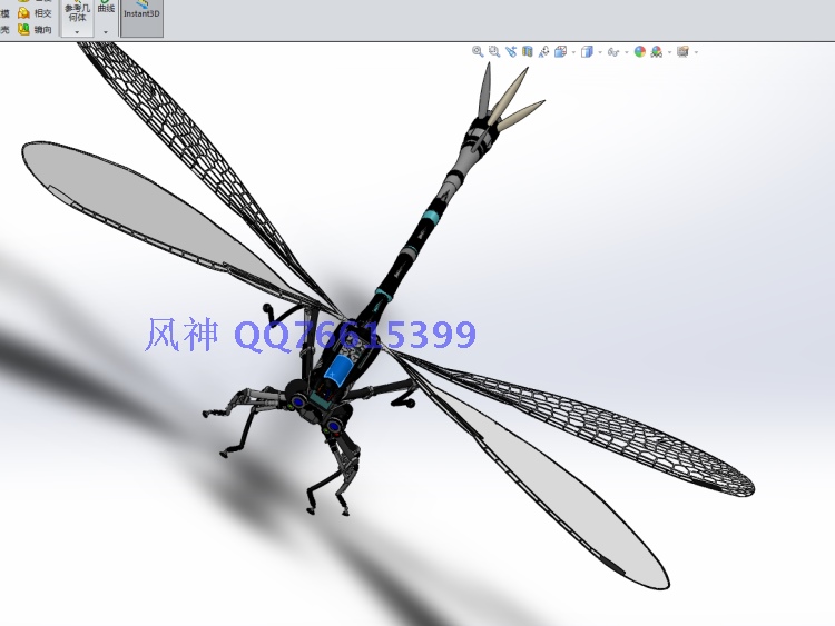 蜻蜓机器人飞行器三维模型图3d设计图建模