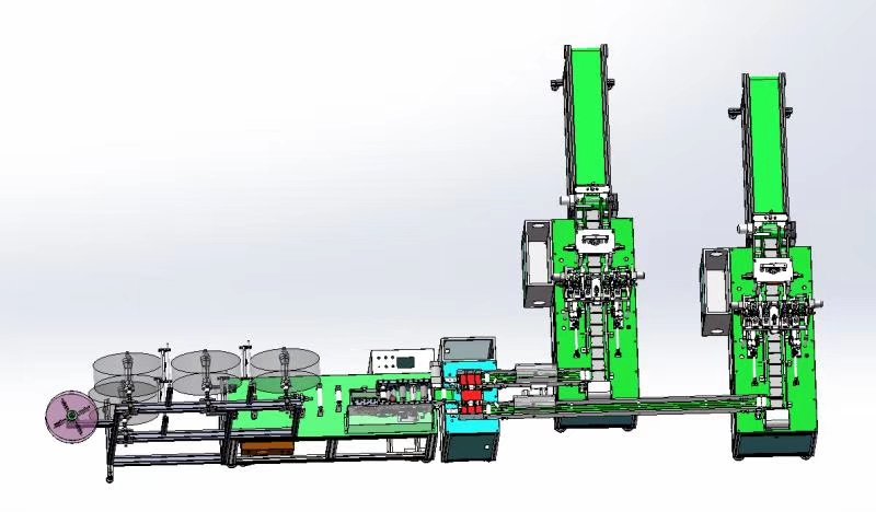 全自动口罩机 3d图solidworks口罩机图纸 全自动平面一拖二口罩机