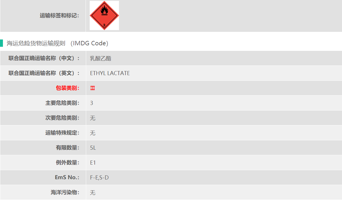 乳酸乙酯3类危险品海运出口要求