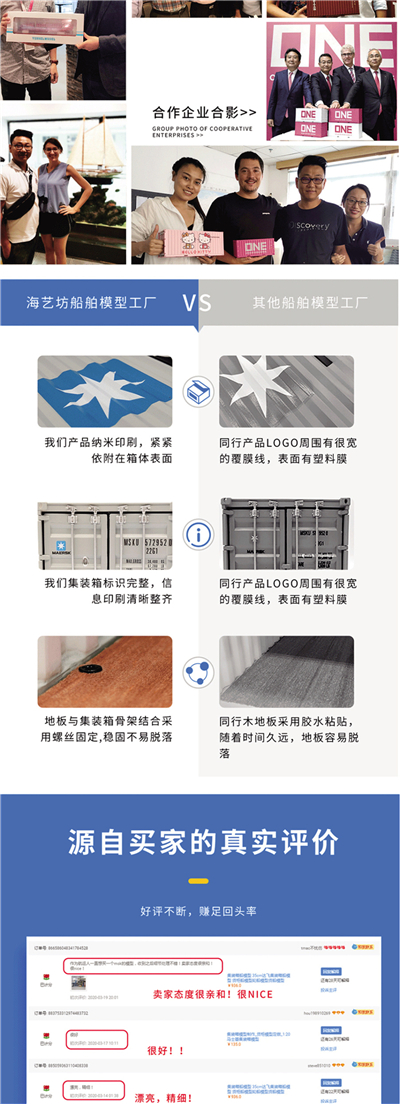 海藝坊航運模型工廠出品，聯(lián)系電話0755-85200796，1:20運輸貨柜模型生產廠家，主要產品有ONE集裝箱模型，馬士基集裝箱模型，地中海MSC集裝箱模型，萬海集裝箱模型，赫不羅特集裝箱模型，中海中遠集裝箱模型等等，期待您的咨詢。